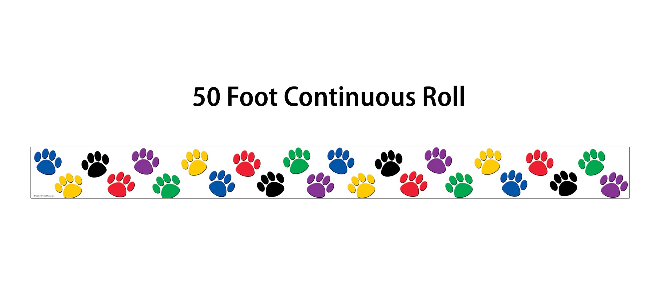 60 Pcs Paw Prints Border Trim - Colorful Classroom Decor For Walls, Desks & Bulletin Boards