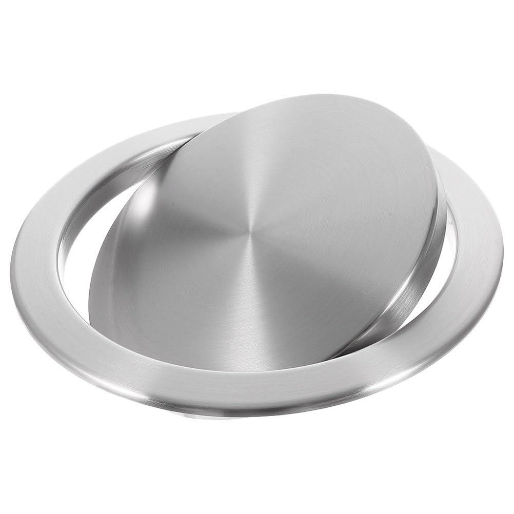 ABOOFAN Basket with Lid Countertop Trash Bin Lid, Countertop Trash and Waste Chute Stainless Steel Balance Flap Cover Grommets Swing Can Hole Swing Floor Garbage Bin