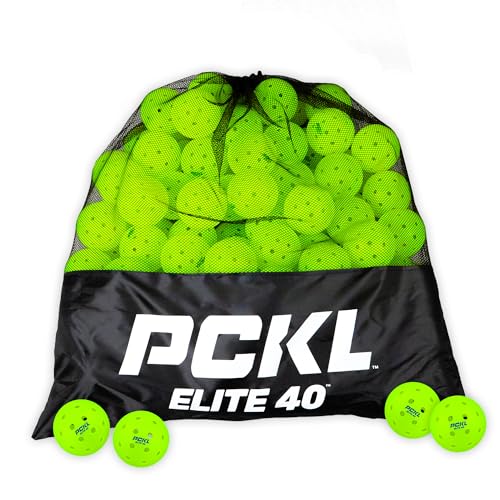 PCKL Elite 40 Pickleball Balls Cold Weather Rated | Tournament and Competition Ball | 4 Pack of Balls | 50 Pack | 100 Bulk Pack | USA Pickleball Approved (100 Pack, Neon Green)