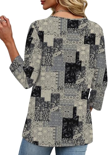 Image of XIEERDUO 3 /4 Length Sleeve Womens Tops V Neck T Shirts Summer Clothes Basic Blouses Dressy Casual 2026 Spring Outfits