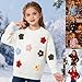 Kids' Knit Sweater With 3D Colorful Flower Appliques Girls Soft Long Sleeve Crewneck Top (Light Blue, 18-24 Months)