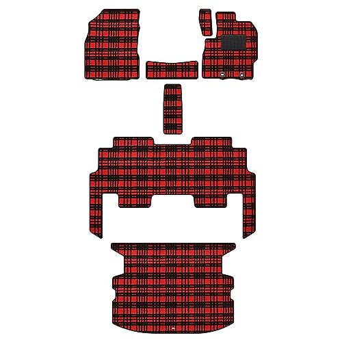 Hotfield トヨタ 互換品 新型 シエンタ 5人乗り 10系 15系 2025年8月〜対応 フロアマット+ステップマット+トランクマット ラゲッジマット / 形状03 ハイブリッド/リアステップ一体形状 マドラスレッド