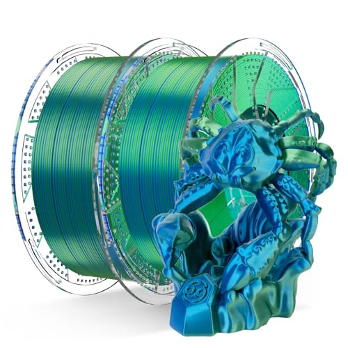 Image of Chitu Systems Conjure Silk PLA 3D Printer Filament, 2KG Spool (4.4lbs), 1.75mm Dual Color Filament, Dimensional Accuracy + /-0.02mm, Silk 3D Printing Filament Bundle, (Blue Green 2-Pack)