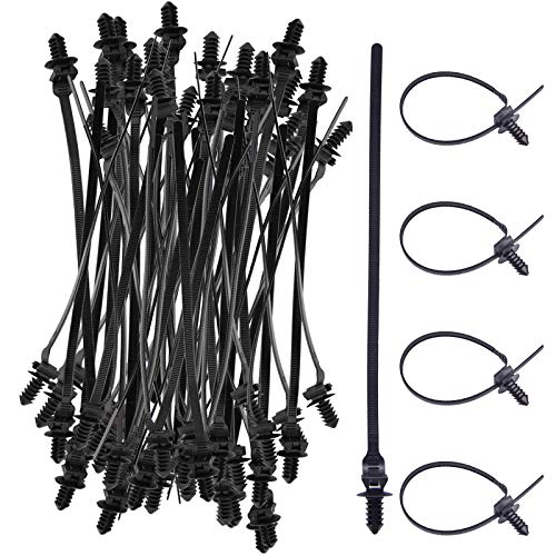 80 Pack Nylon Push Mount Cable Zip Tie, 8.3"x0.18" Heavy Duty Nylon Push Mount Self Locking UV Resistant Assortment for Indoor Wire Tying (Black)