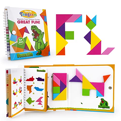 FOOZZILLA Tangram Puzzle Kids Games – Magnetic Blocks Road Trip Essentials Kids – Premium EVA Material – Fun and Colorful Design – Educational Jigsaw Puzzle Stem Toy