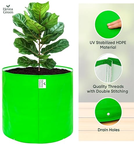 Image of Grow Bag UV Protected 260 GSM | HDPE Grow Bags for Plants | Heavy Duty Green Garden Plant Grow Bag with Drainage Holes | Reusable Vegetable Grow Bag for Terrace Gardening (2, 18X18 INCH)