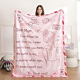 weigelia Dear Mom Throw Blanket - Soft Fleece Throw Blanket for Mom Gifts, Warm & Cozy Mothers Day Birthday from Daughter Son, Lovly Blanket Gift for Bed, Sofa (Pink, 50' x 60')