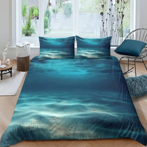 Parure de lit océan microfibre 140x200cm housse de couette ado marine - 4