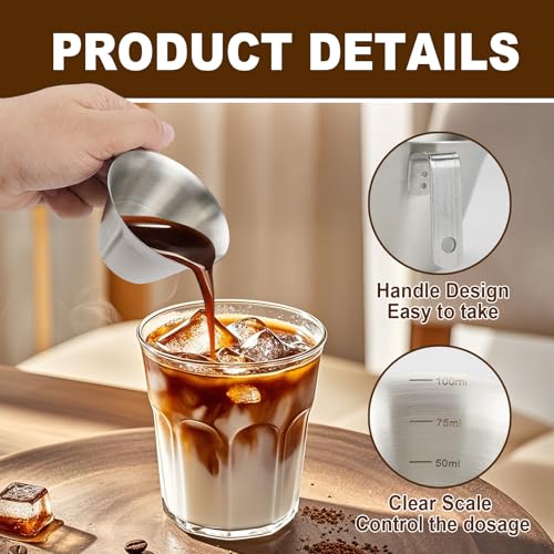 Juego de 4 vasos medidores de espresso acero inoxidable 100 ml miniatura 3