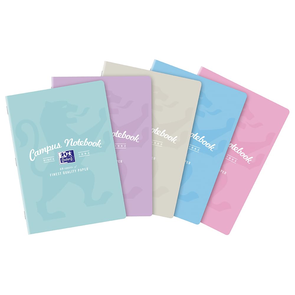 Campus Oxford A4 Notebook, Pastel Jotters, Pack of 5 Notepads