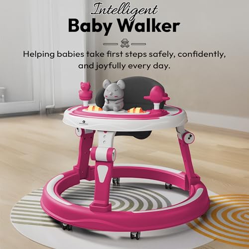 Image of StarAndDaisy 360 Baby Walker 6-24 Months / 7 Level Height Adjustment Walker for Kids Boy and Girl with Switchable Food & Musical Toy Tray /Premium Baby Activity Walker - Pink