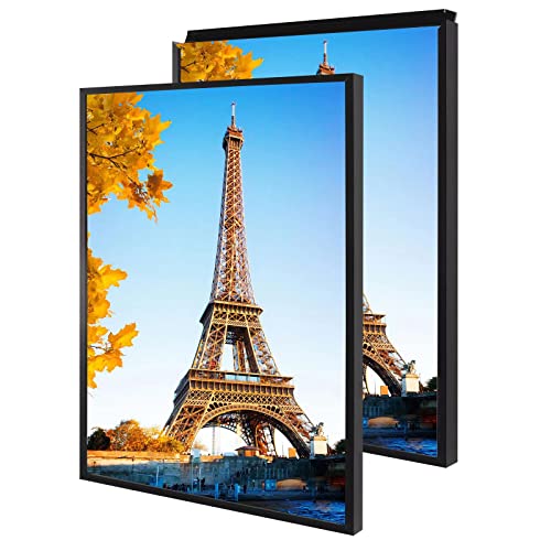 Podronale 24x36 Snap Frame Black Poster Frames Set of 2 Front-loading Frame Metal Click Frame,Coating Aluminum Profile with High Definition Plexiglass