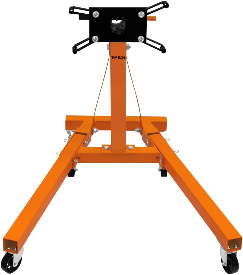 Engine Gearbox Support Stand 900kg 2000LBS Folding Legs Heavy Duty Swivel Transmission 360 Degree Rotation 810mm Work Height 6 Wheels 2 Brakes 4 Mounting Arms Professional Car Trolley Garage Workshop