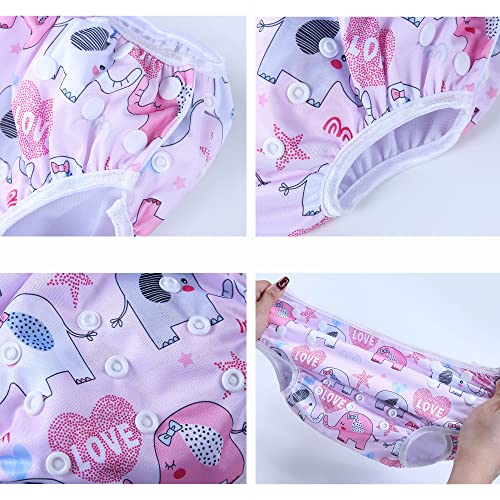 MIXIDON Reusable Swim Nappy Baby Swimming Nappies Adjustable Size Washable Nappy for Swimming Lesson 0-3 Years,Mermaid+Rainbow+Elephant - Image 3