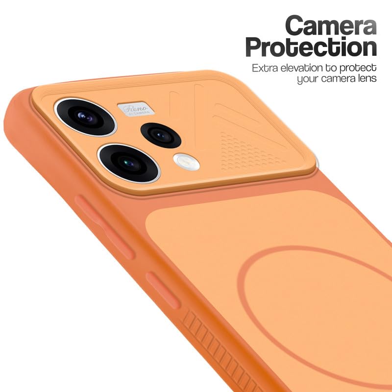 Image of Mr. Case Back Cover for Oppo Reno 15 5G | Ring Design Protective Case with Camera Cut Protection | Anti Slip Grip | Shockproof Mobile Cover - Orange