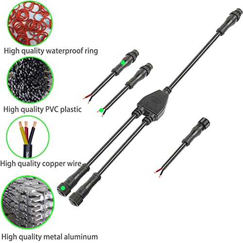 Dstfuy 2Pin Waterproof Connector,Ip68 16Wag Y Shape 1 Male-Divided-2 Female Spillter Connector,Led Extension Cable For Car,Boat,Indoor/Outdoor Led Strip Lights. #TOP3