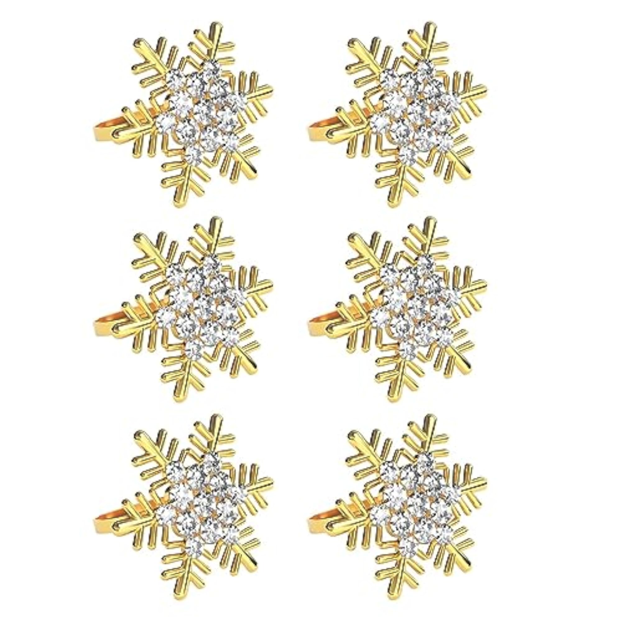 6Pcs Snowflake Napkin Rings for Wedding Dinner