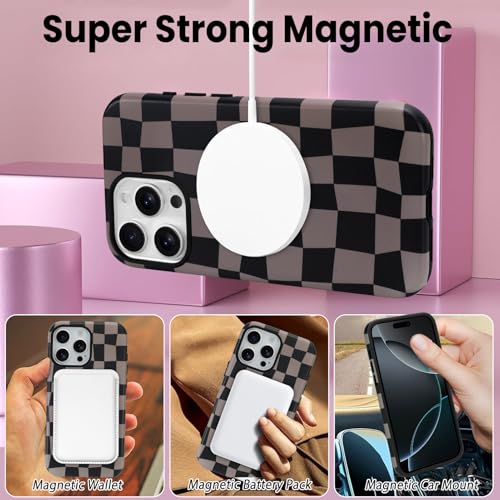 SOKAD Magnetic Checkered Phone Case for iPhone 16 Pro Max, Black & Brown by SOKAD - Used condition - Image 4