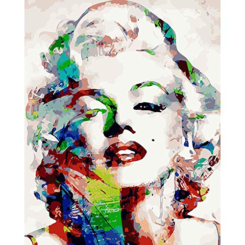 Pintura Por Numeros Con Marco de Madera Marilyn Monroe Pintada Figura Color Lienzo Pintura Regalo Decoración Para El Hogar adultos 40X50Cm Para Niños Zhxx
