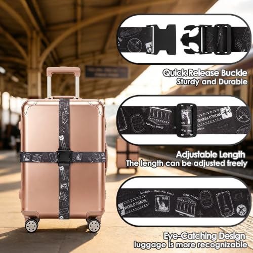 Image of Gutsdoor 2 Pack Luggage Straps for Suitcases, Adjustable Travel Belt, Suitcase Straps with Dual Lock, Quick Release, Over Handle, Luggage Connector Straps & Bright Luggage Belt.