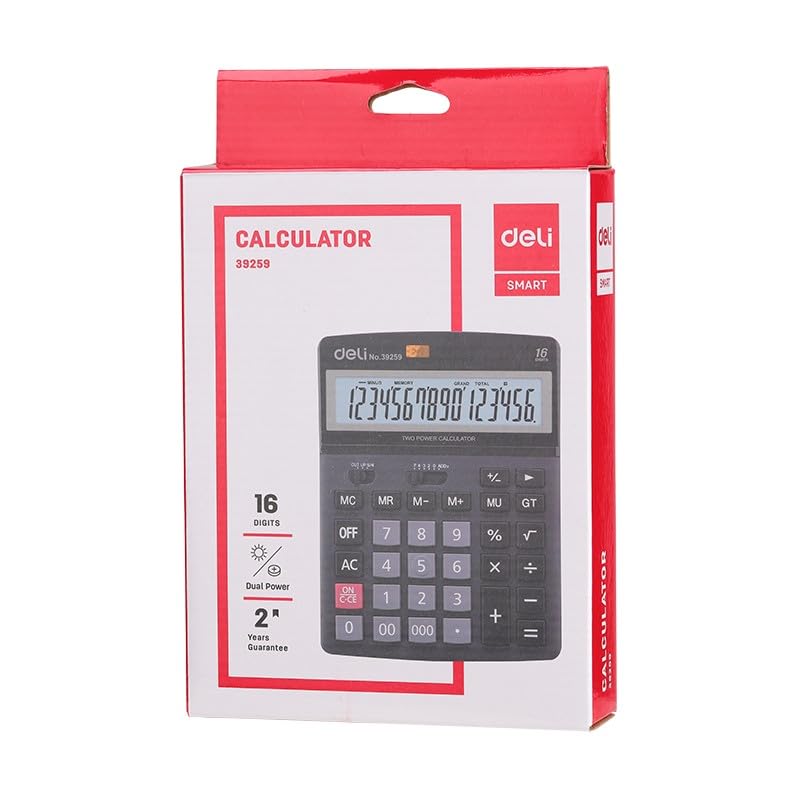 Deli Hesap Makinesi 16 digit Siyah
