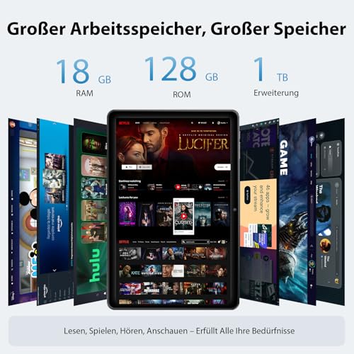 Tablet 10 Zoll, Android 15 Tablets mit Hülle, Unisoc T30 Quad-Core, 18 GB RAM + 128 GB ROM + 1 TB TF, 1280x800 HD IPS Display… – Ansicht 4