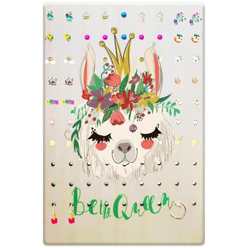 Soporte colgante para joyas, organizador de pendientes, organizador de joyas colgante para aretes, collares, anillos. Regalos de llama (llama reina)