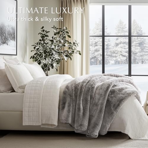 Luxury Soft Faux Chinchilla Fur Throw Blanket for Couch, Warm Thick Heavy Winter Throw Blanket 1220GSM for Bed, Fluffy Cozy Mink Blanket with Reversible Velvet, Champagne Fawn, 60"x80" - Image 5