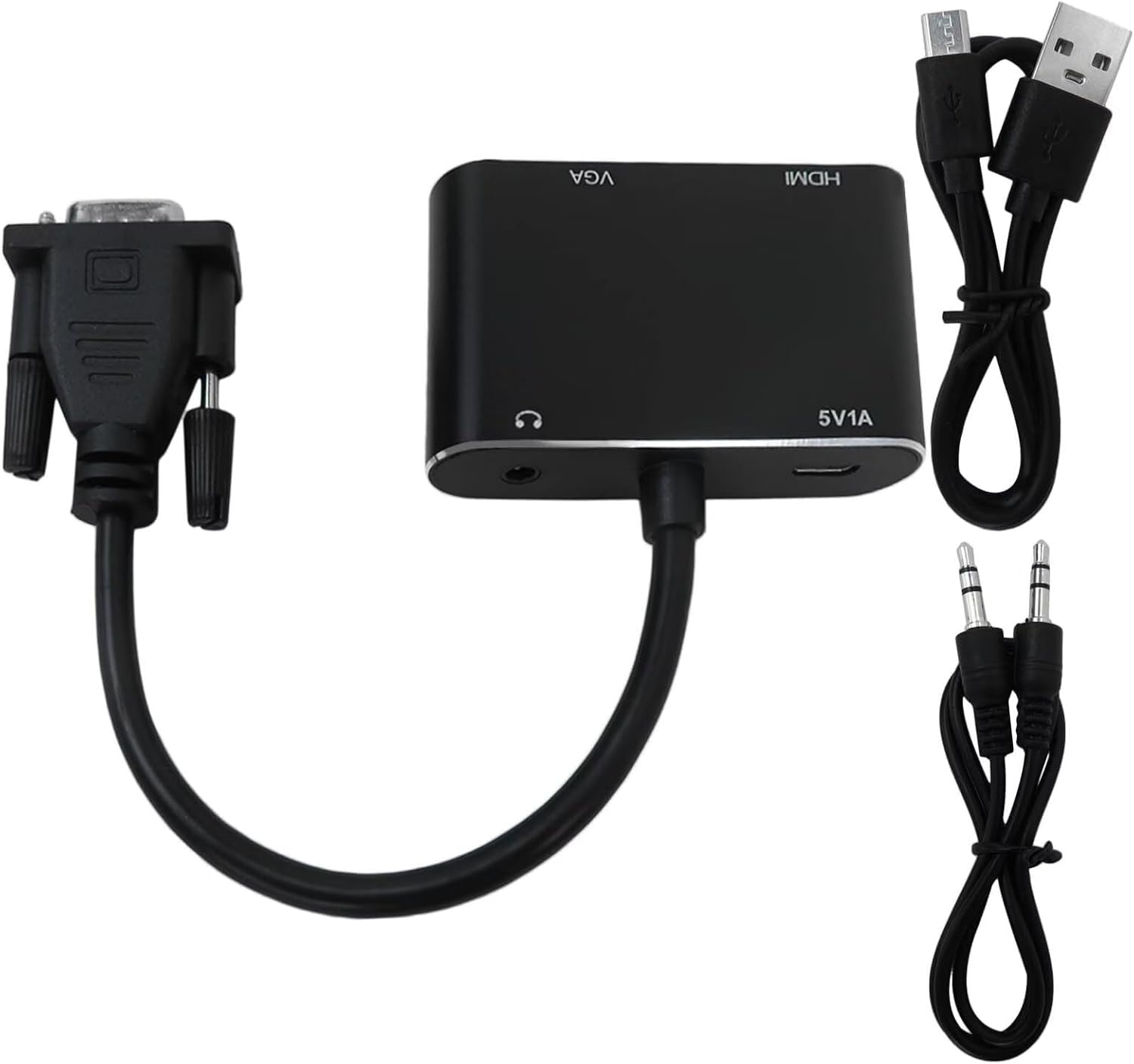 2 in 1 VGA to HDMI Adapter, VGA Male to HDMI and VGA Female with Audio (Aux Port) 1080P Converter for Computer, Laptop, TV/Monitor, Supports Dual Monitor (Black)-image-39