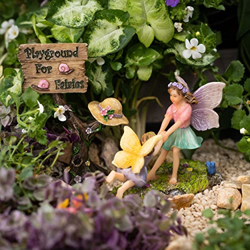 Pretmanns Fairy Garden Accessories Outdoor - Fairies For Fairy Garden - Miniature Fairy Garden Fairies For Garden - Boy & Girl Garden Fairies Supplies - Fairy Garden Figurines Playground Kit 4 Pieces #TOP3