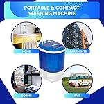 ZENY Portable Mini Washing Machine 8 lbs Washing Capacity Semi-Automatic Compact Washer Spinner Small Cloth Washer Laundry Appliances for Apartment, RV, Camping, Single Translucent Tub Blue - Image 4