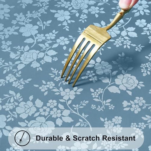 Image of Smiry Rectangle Table Cloth, Waterproof Heavy Duty Vinyl Tablecloths, Wipeable Washable Table Cover for Kitchen and Dining Room (Stone Blue, 54 inch X 78 inch)