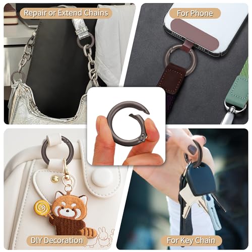 Image of Gkeygo Key Ring Clip, 1 Inch Keychain Rings, 8 Pack Round Carabiner Clip for Keys, Buckle, Bags, Purses - Key Chain Hooks Replacement Keychains Lanyard DIY Crafts, Dark Grey