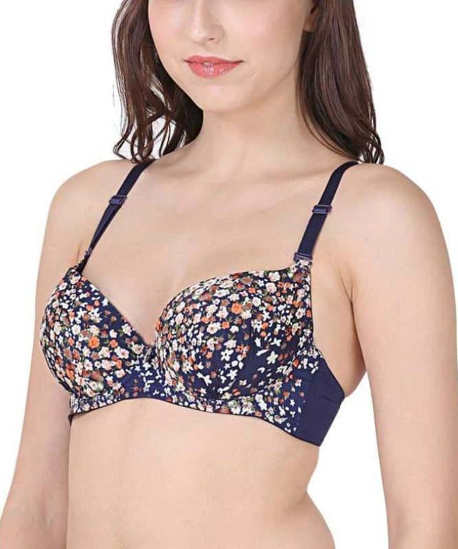 Image of Brachy Women's Floral Print Push-Up Bra | Smooth Fit Seamless Padded Underwired T-Shirt Bra BCA FPWB-P