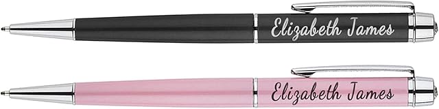 Paul Clover Personalised Engraved Premium Ballpoint Pen  Unique Custom Coloured Engraving Included  Stunning Metal Finish  Gift box and Pouch options  Perfect for Men and Women (Pink)