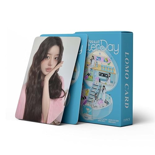 sunlelekz ILLIT 2025 Glitter Day in Seoul Laser Lomo Cards - 55PCS Photocards Set for ILLIT Fandom