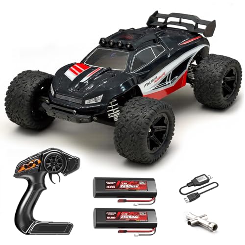 Norkbeng Camion RC Monster 1:8 Tout-Terrain, 45+ KM/H, 2 Batteries 2600mAh, Véhicule Électrique Haute Vitesse, Cadeau pour Adultes et Enfants
