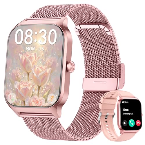 Smart Watch, 1.85’’ Smart Watches Women Men Make/Answer Call, Heart Rate/Blood Pressure/Sleep Monitor, 110+Sports Modes, Voice Control, Waterproof Fitness Watch Compatible for Android & iPhone
