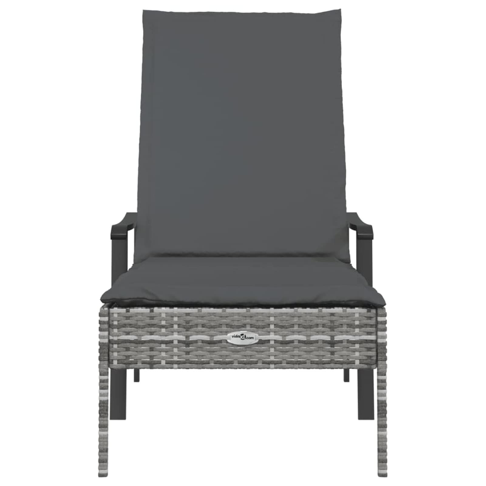 Gecheer Tumbona de Ratan Sintético Gris con Cojín - 5 Posiciones, 198x66x64/98 cm, 110 kg, para Exterior