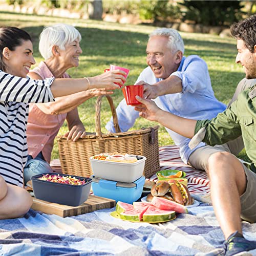 Caperci Large Salad Container Bowl For Lunch - Better Adult Bento Lunch Box 68 Oz, 5-Compartment Tray, 2Pcs 3-Oz Sauce Cups, Stackable, Bpa-Free (Navy) #TOP6