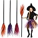 3 Pieces Halloween Witch Broom Plastic Witch Broomstick Kids Broom Props Witch Broom Party Decoration for Halloween Costume Decoration, 3 Colors