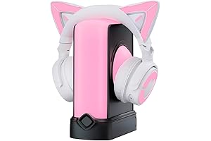 yowu RGB Cat Ear Headphones with Black Headphone Stand: The Purrfect Gaming Experience