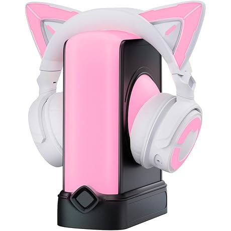 yowu RGB Cat Ear Headphones with Black Headphone Stand: The Purrfect Gaming Experience
