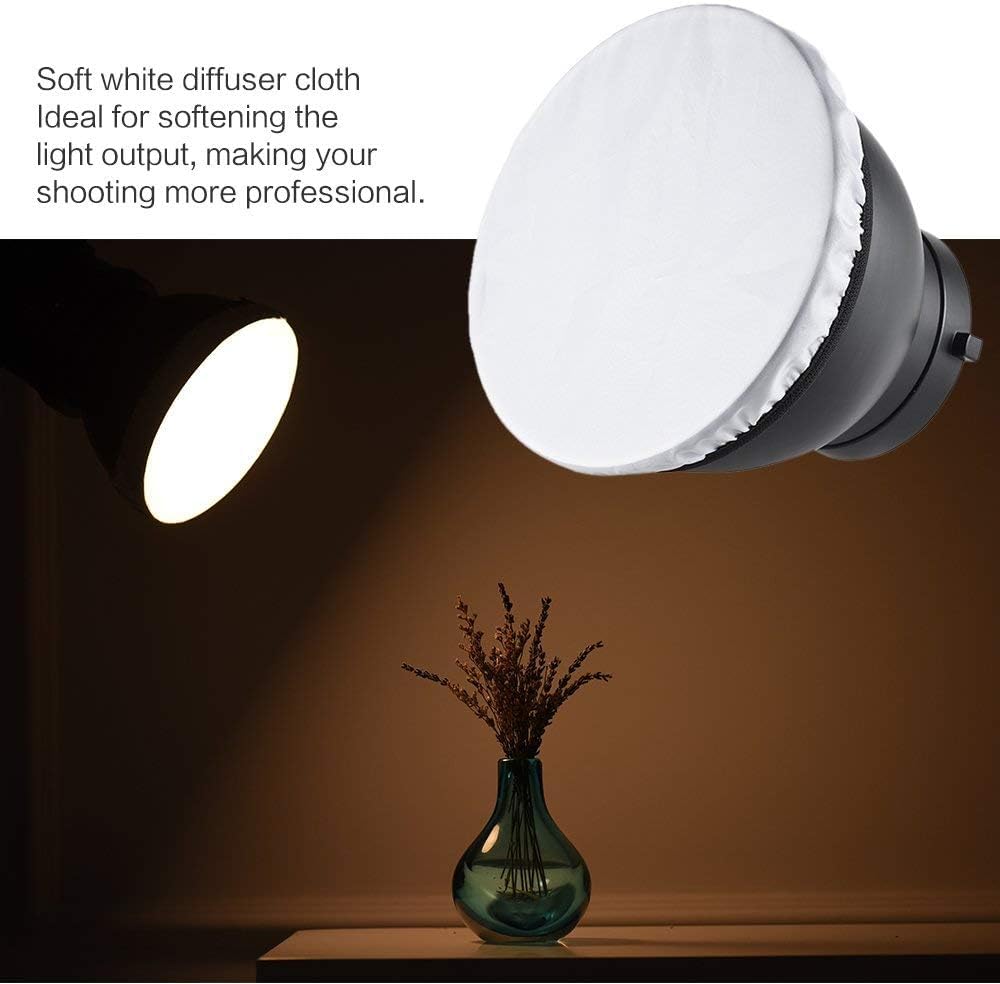 Andoer 7 Pulgadas estándar Reflector difusor Plano lámpara con 60° Rejilla Nido de Abeja para fijación Bowens para Flash Studio Strobe Speedlite (Reflector con difusor) | Paño difusor suave de luz estándar y fotográfica para montaje Bowens para flash Stud