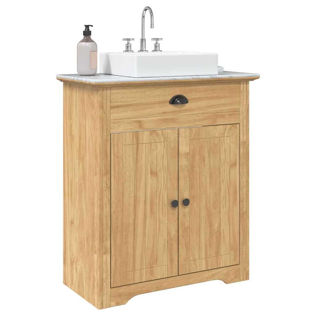 Bodo Armoire de salle de bain marron miel 70 x 35 x 80 cm en bois avec 2 portes, espace de rangement pour ensemble de meubles de salle de bain, idéal comme meuble sous lavabo, armoire de