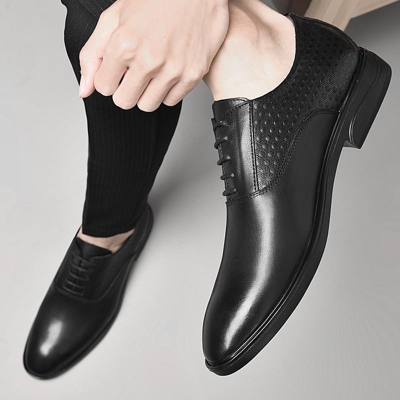 Men’s Dress Oxford Business Pointed-Toe Shoes Formal Leather Lace-Up Wedding Groom Office Derby Shoes4