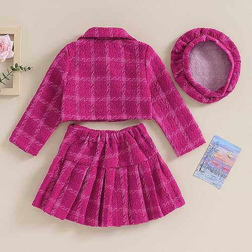 Toddler Baby Girl Fall Skirts Outfits Plaid Jacket and Dress Set Long Sleeve Cardigan Pleated Mini Skirt Clothes3