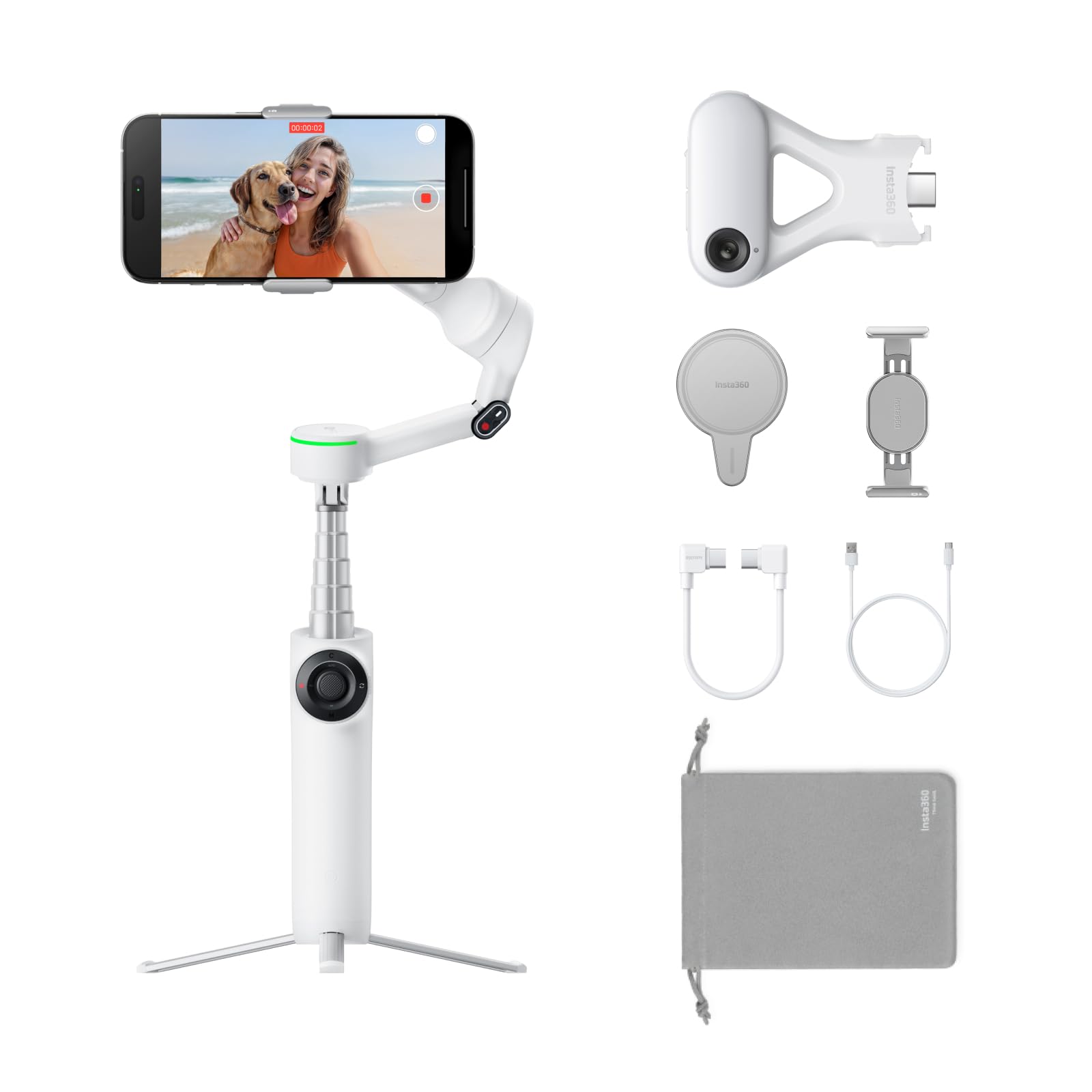 Insta360Flow 2 Pro Ultimate AI Bundle – Foldable AI Phone Gimbal Stabilizer for iPhone/Android, Apple DockKit, MagSafe Mount, Multi-Person/Any App/360° Pan Tracking, Built-in Tripod/Selfie Stick
