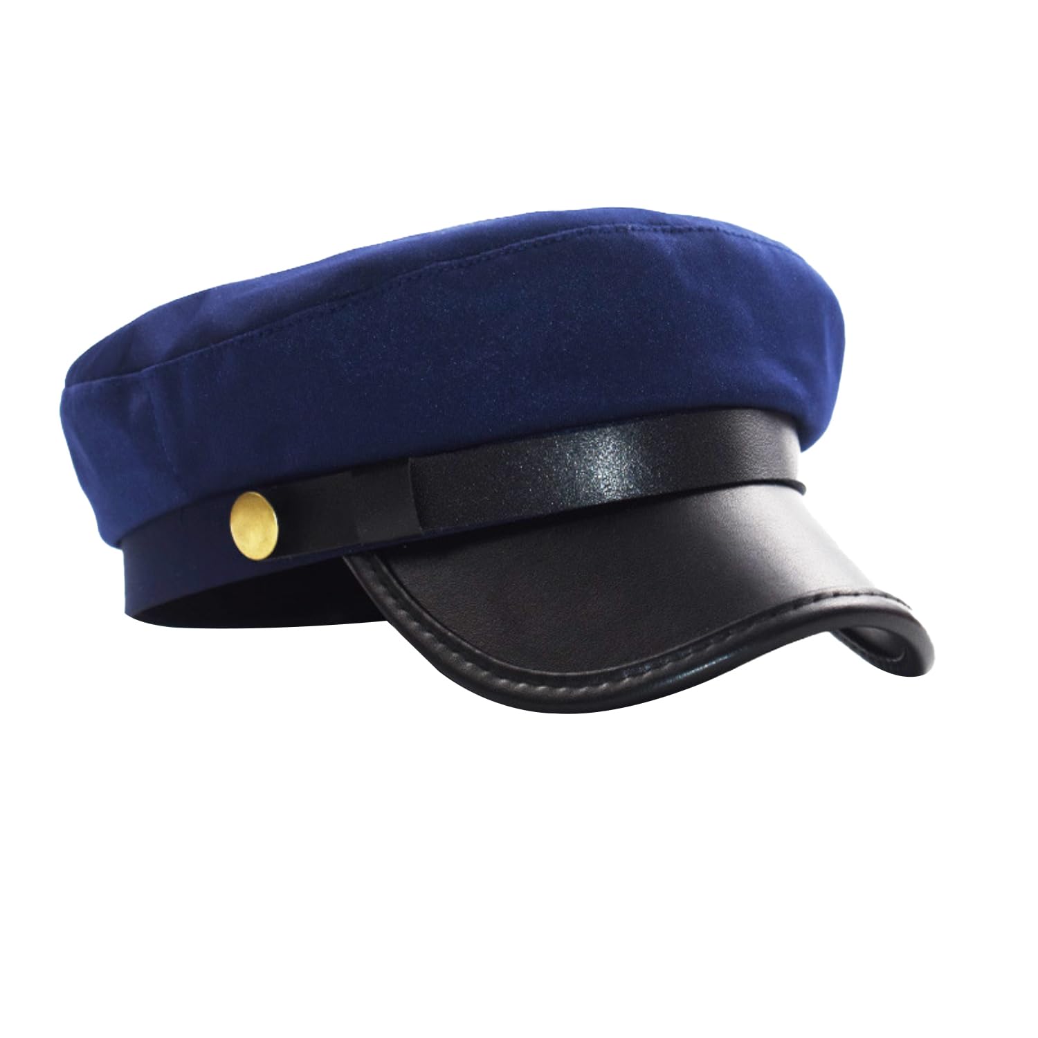 Bohue Retro Flat Top Cap Vintage Newsboy Cap Taxi Driver Theme Hat for Driver Costume Supplies (Blue)