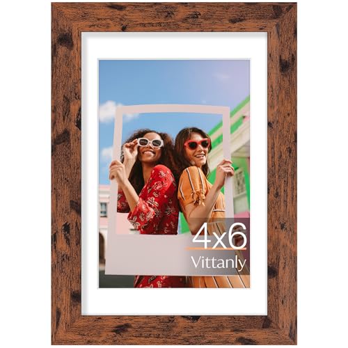 Vittanly 4x6�C���` �ʐ^�t���[�� �v���~�A���f�� ��U�h�~�v���L�V�K���X �ʐ^�f�B�X�v���C 3.5x5�C���` �}�b�g�Ȃ� 4x6�C���` �ǂ܂��̓e�[�u���g�b�v�f�B�X�v���C�p �_�[�N�u���E�� 1�p�b�N